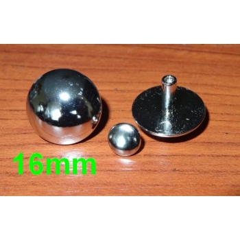 ĆWIEKI, PUKLE /GUZY 16mm - 2szt. na grubość do 7mm nikiel połysk (id: 986)